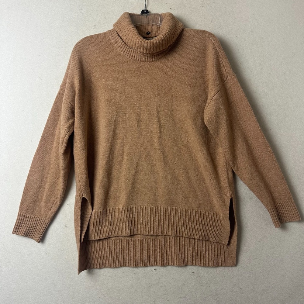 Madewell CONVERTIBLE  Turtleneck Crew Neck Sweater‎ sz S Cashmere wool blend tan
